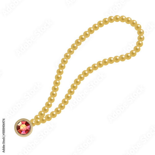 golden necklace and earrings isolated on white