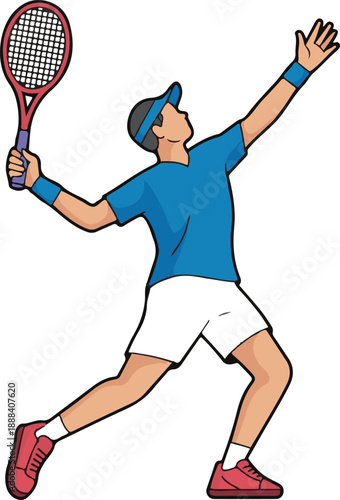 Tennis Serve Flat Vector | Sports Illustration