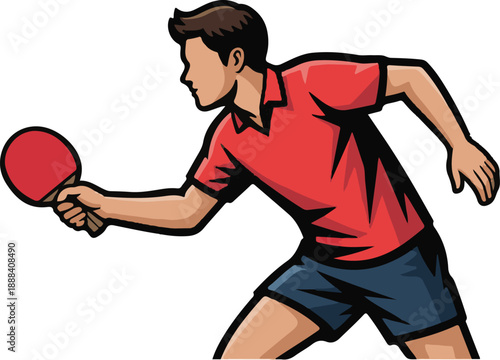 Table Tennis Player Flat Vector | Sports Illustration