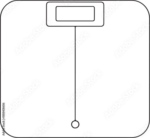 Simple Plain Bathroom Scales (Smart Scales) Hand-drawn Sketch Drawing Vector Illustration, Line Linear Symbol Engraving Coloring Book, Black and White Isolated