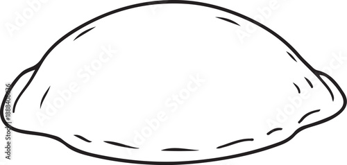 Single Empanada Hand-drawn Sketch Drawing Vector Illustration, Line Linear Symbol Engraving Coloring Book, Black and White Isolated
