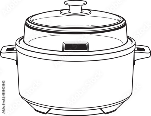 Sous-vide cooker Hand-drawn Sketch Drawing Vector Illustration, Line Linear Symbol Engraving Coloring Book, Black and White Isolated