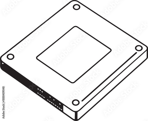 SSD Hand-drawn Sketch Drawing Vector Illustration, Line Linear Symbol Engraving Coloring Book, Black and White Isolated