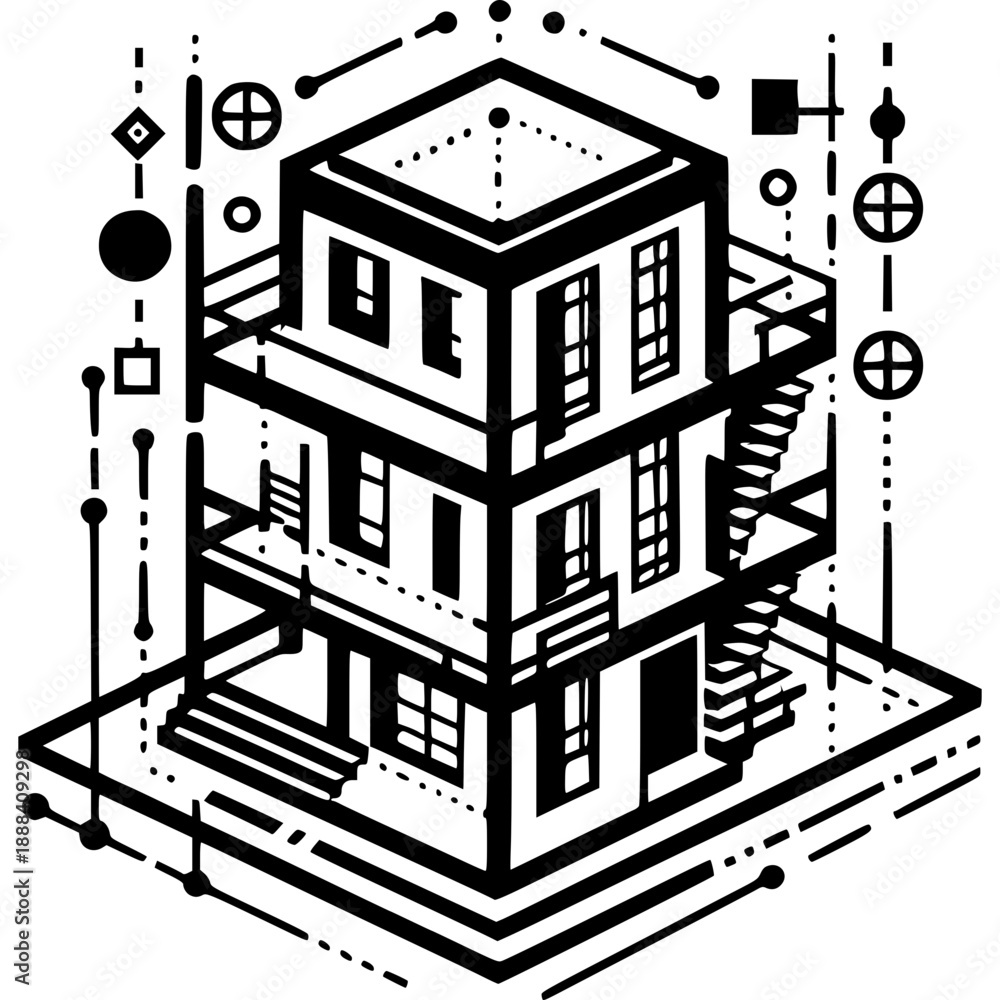 Naklejka premium Building Blueprint Vector
