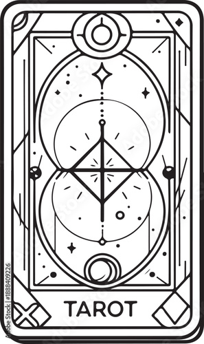 Tarot card Hand-drawn Sketch Drawing Vector Illustration, Line Linear Symbol Engraving Coloring Book, Black and White Isolated