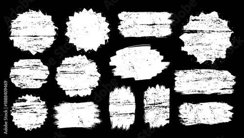Set of distressed vector frames collection of grunge shapes for badge stamp, banner overlay vector illustration.