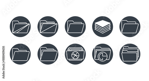 A set of folder icon set displayed in a grid layout on a clean interface