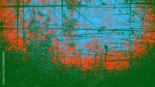 Abstract orange and blue distress grunge background texture, worn-out effect surface vector illustration.