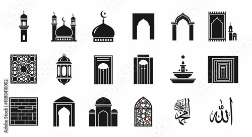 Islamic Architectural Elements and Symbols Collection.