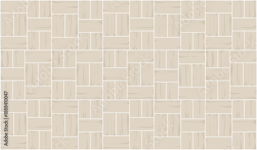 Seamless Wood Parquet Floor Pattern Background with Light Beige Timber Texture
