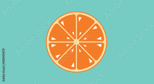 Stylized Illustration of an Orange Slice | Bright Citrus Fruit with Segments in Minimalist Design