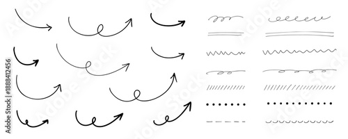 手書き矢印とアンダーラインのあしらいセット