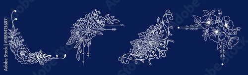 Elegant Floral Corner Frame and Border Line Art Vector
