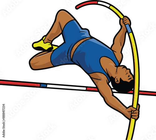 Pole Vault Flat Vector | Athletics Illustration