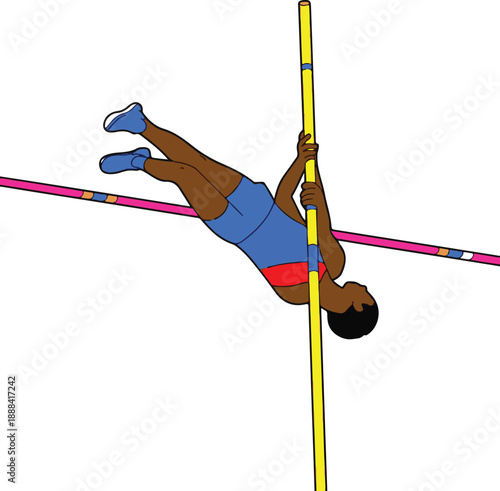 Pole Vault Flat Vector | Athletics Illustration