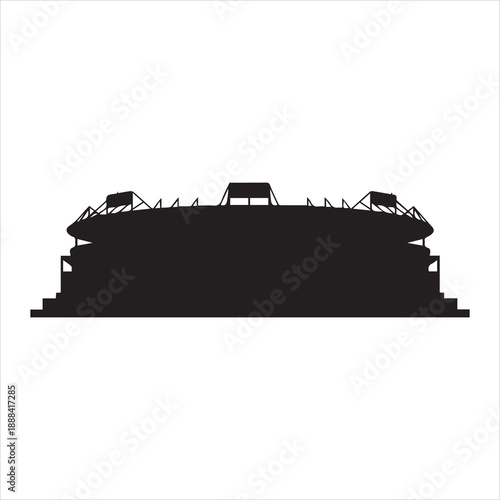 Stadium Silhouette A Minimalist Black and White Architectural Design of a Sports Venue silhouette