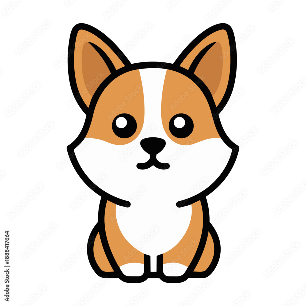 Obraz premium Cute Cartoon Corgi Puppy Illustration Vector Flat Design Mascot Character