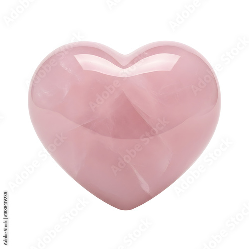 Rose quartz heart shape isolated on transparent background