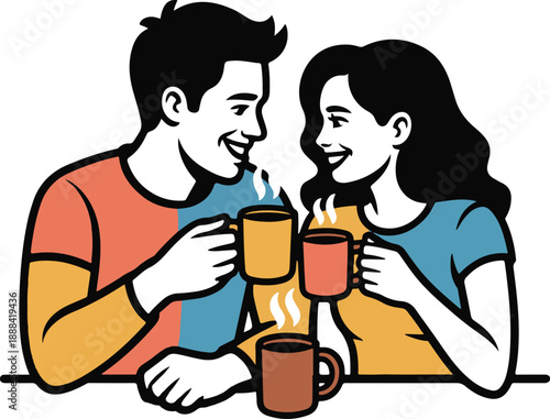 Couple Cooking Together Flat Vector | Love Lifestyle Illustration
