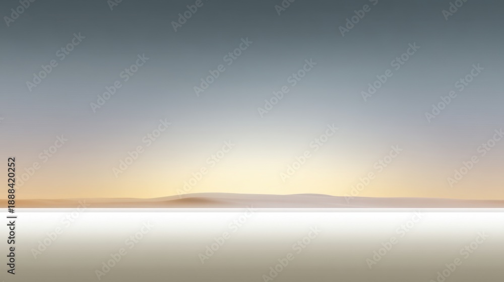 Obraz premium Serene Landscape with Soft Colors and Smooth Horizon at Dawn, Evoking Calmness and Tranquility in Nature’s Embrace, Suitable for Artistic and Commercial Use