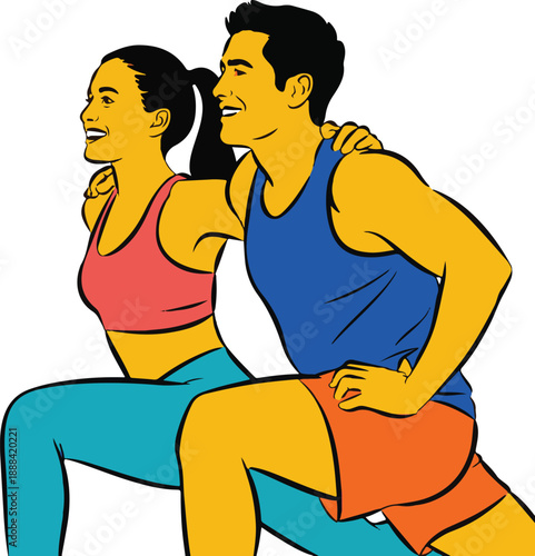 Fitness Couple Flat Vector | Healthy Relationship Illustration