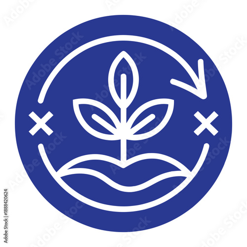 Eco friendly sustainable agriculture concept with plant and circular arrows.