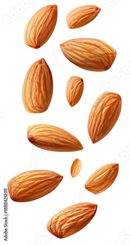 Wallpaper Mural Group of Whole Almonds Falling in the Air on a Transparent Background. PNG. Torontodigital.ca