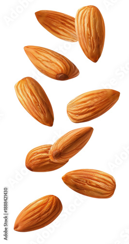 Wallpaper Mural Group of Whole Almonds Falling in the Air on a Transparent Background. PNG. Torontodigital.ca
