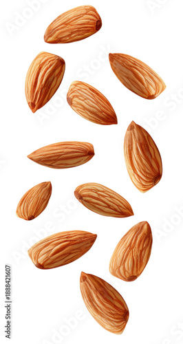 Wallpaper Mural Group of Whole Almonds Falling in the Air on a Transparent Background. PNG. Torontodigital.ca