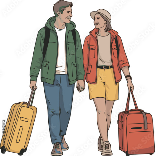 Couple Traveling with Bags