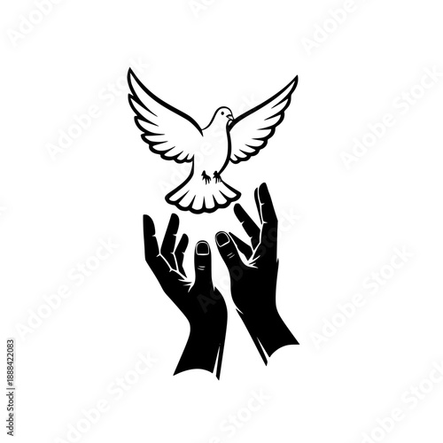 hands releasing dove vector