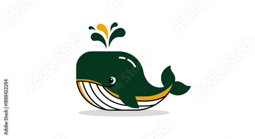 Cartoon whale illustration on white background for various applications
