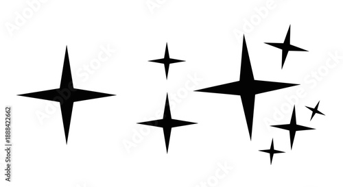 Sparkling Star Shapes Collection: Geometric Icons for Cleanliness and Shine
