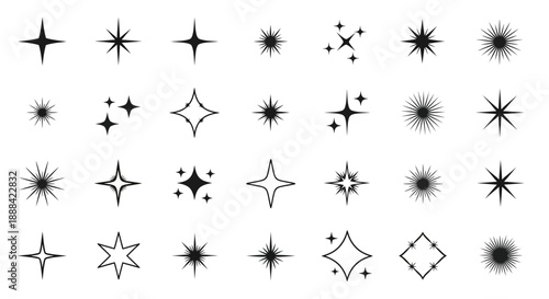 Collection of Sparkling Starburst Icons and Light Effects for Design