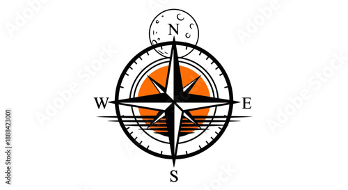 Circular rune symbol with rising sun design on white background