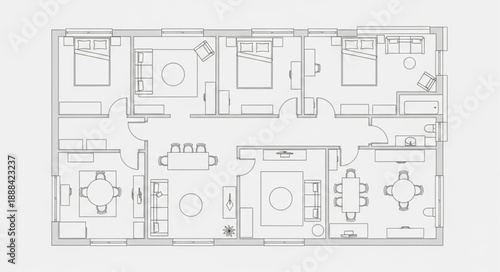 Architectural Blueprint of a Modern House Floor Plan.