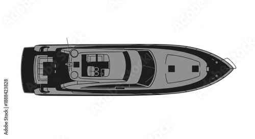 Aerial view of a modern luxury yacht sailing on the water.