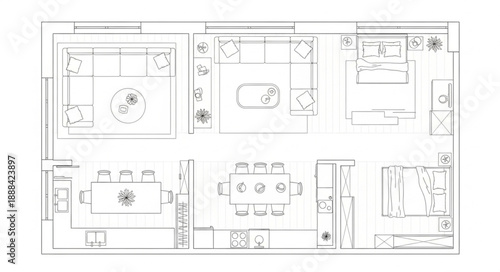 Architectural Blueprint of a Building Interior Layout.