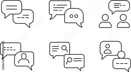 Chat Icon Set Outline Minimal Message Stock