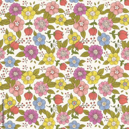 Fotografía Seamless vintage floral botanical pattern