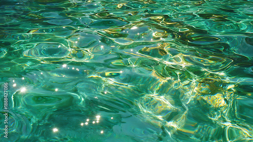 Sparkling Emerald Green Water with Sun Glints ocean