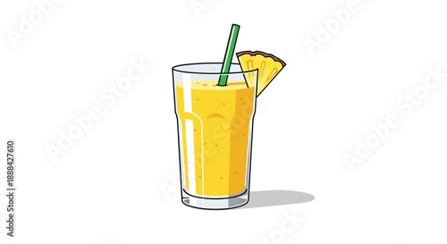 A refreshing tropical pineapple drink illustration in a tall glass.