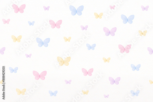 Seamless pastel watercolor butterfly pattern on warm white background