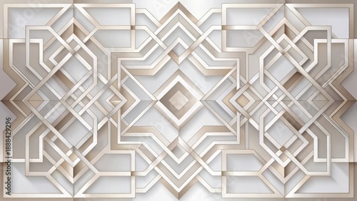 Elegant Abstract Geometric Pattern with Interlocking Lines and Shapes in Muted Tones