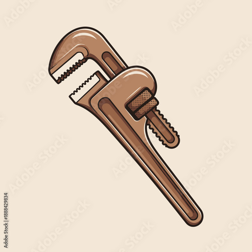 Adjustable Pipe Wrench Tool Illustration