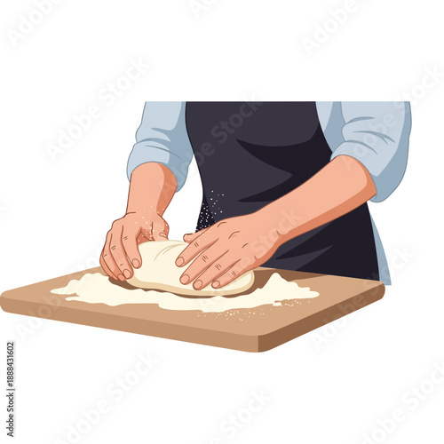 Hands Kneading Dough for Homemade Bread or Pastry