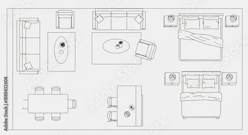 Architectural floor plan of a modern apartment layout.