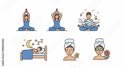Woman practicing yoga and relaxation techniques for wellness and self care.