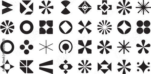 Collection of geometric shapes and symbols Vector