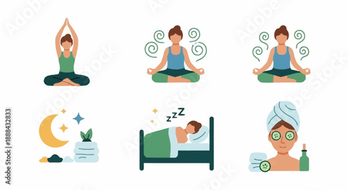 Woman Practicing Yoga and Relaxation Techniques for Better Sleep.